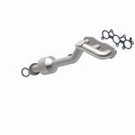 MagnaFlow 452721 carb manifold converter, opposite rear three-quarter view of the turntable spin