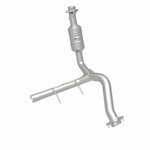MagnaFlow 52418 oem grade direct-fit catalytic converter, rear three-quarter view of the turntable spin