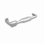 MagnaFlow 458058 carb direct-fit catalytic converter, front three-quarter view of the turntable spin
