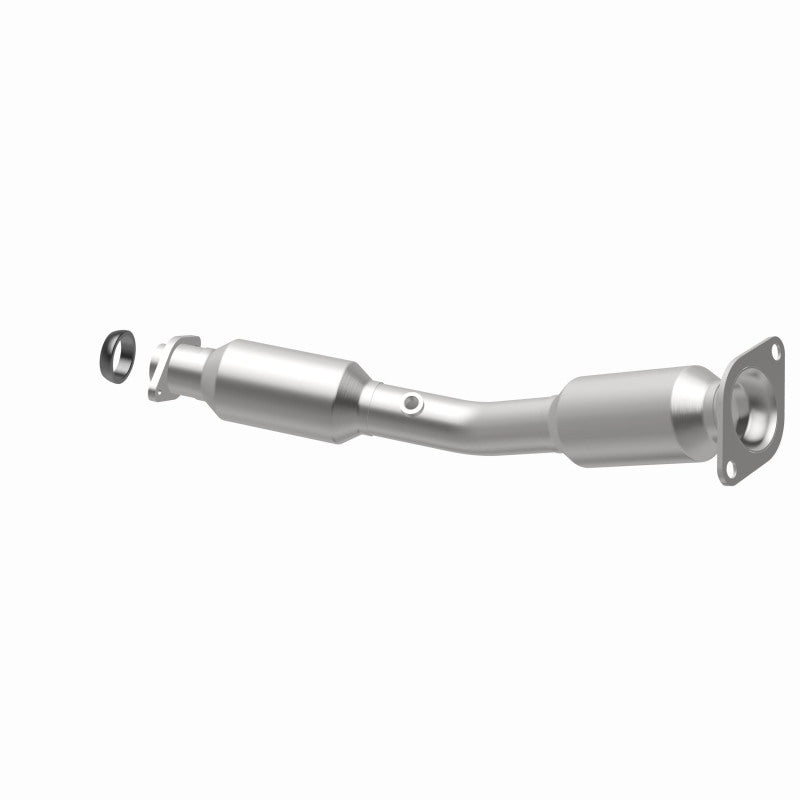 MagnaFlow 551753 carb direct-fit catalytic converter, opposite rear three-quarter view of the turntable spin