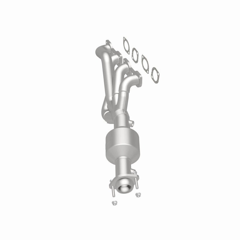 MagnaFlow 49789 oem grade manifold converter, rear three-quarter view of the turntable spin