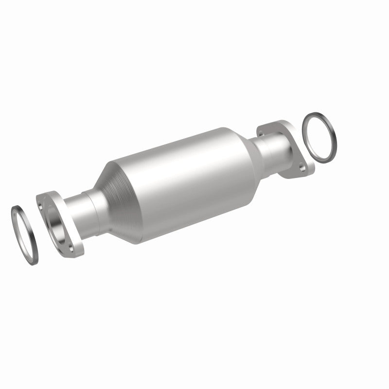 MagnaFlow 338886 carb direct-fit catalytic converter, front three-quarter view of the turntable spin
