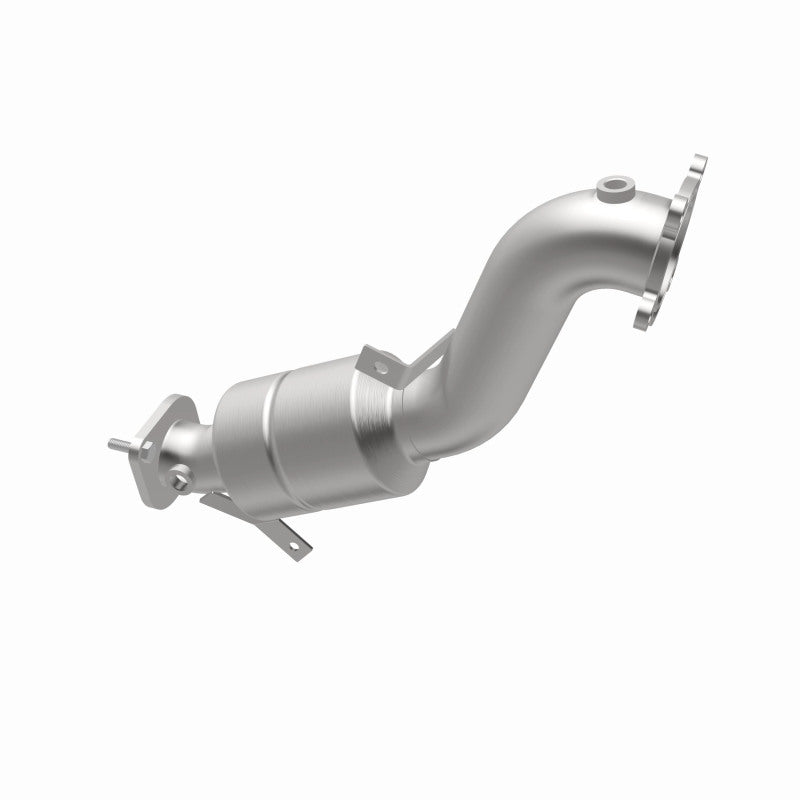 MagnaFlow 551573 carb direct-fit catalytic converter, opposite rear three-quarter view of the turntable spin