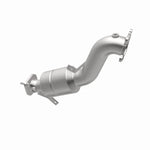 MagnaFlow 551573 carb direct-fit catalytic converter, opposite rear three-quarter view of the turntable spin