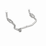 MagnaFlow 93694 hm grade direct-fit catalytic converter, rear three-quarter view of the turntable spin