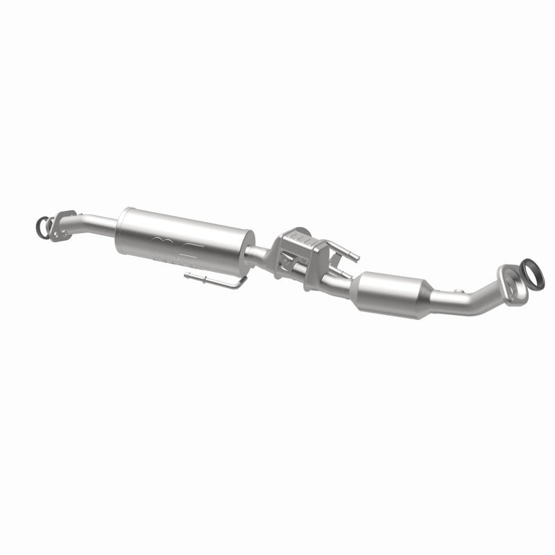 MagnaFlow 280468 oem grade direct-fit catalytic converter, opposite rear three-quarter view of the turntable spin