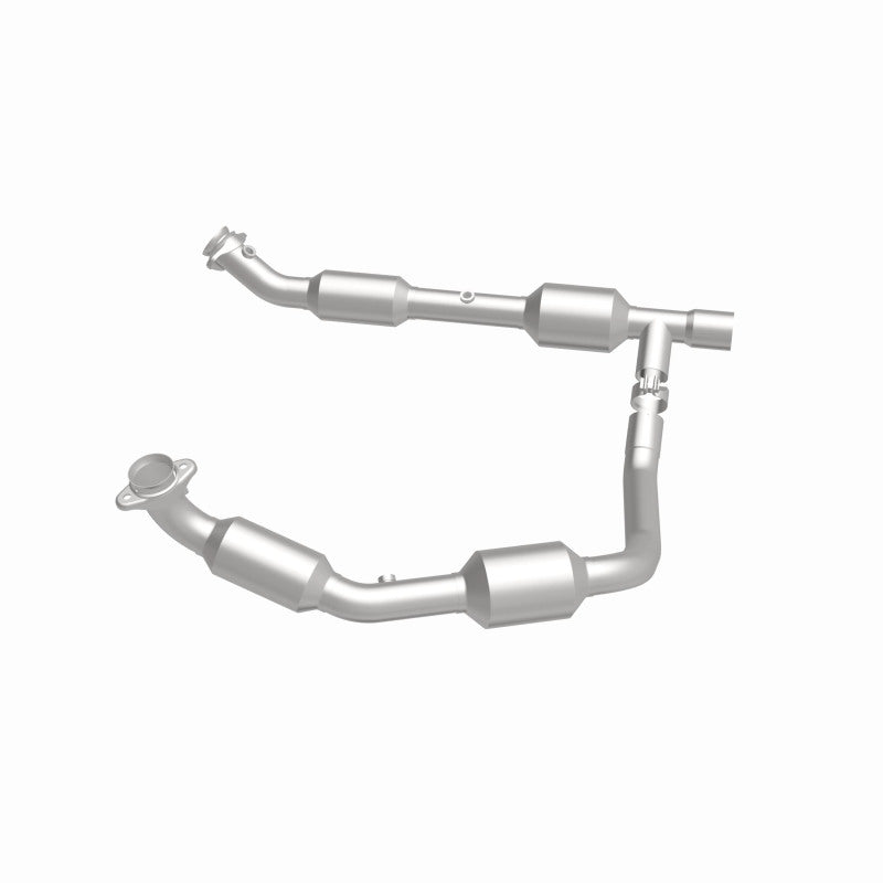 MagnaFlow 5481439 carb direct-fit catalytic converter, side view of the turntable spin