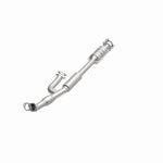 MagnaFlow 24420 hm grade direct-fit catalytic converter, opposite front three-quarter view of the turntable spin
