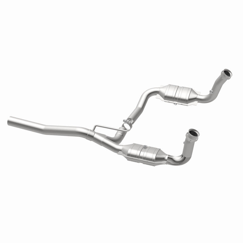 MagnaFlow 52148 oem grade direct-fit catalytic converter, opposite rear three-quarter view of the turntable spin