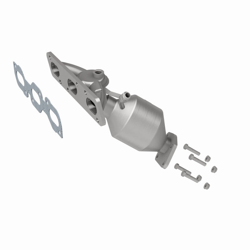 MagnaFlow 50494 hm grade manifold converter, front three-quarter view of the turntable spin