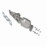 MagnaFlow 50494 hm grade manifold converter, front three-quarter view of the turntable spin