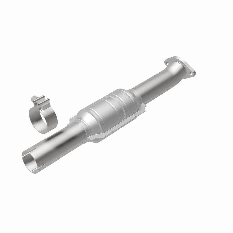 MagnaFlow 52108 oem grade direct-fit catalytic converter, rear view of the turntable spin
