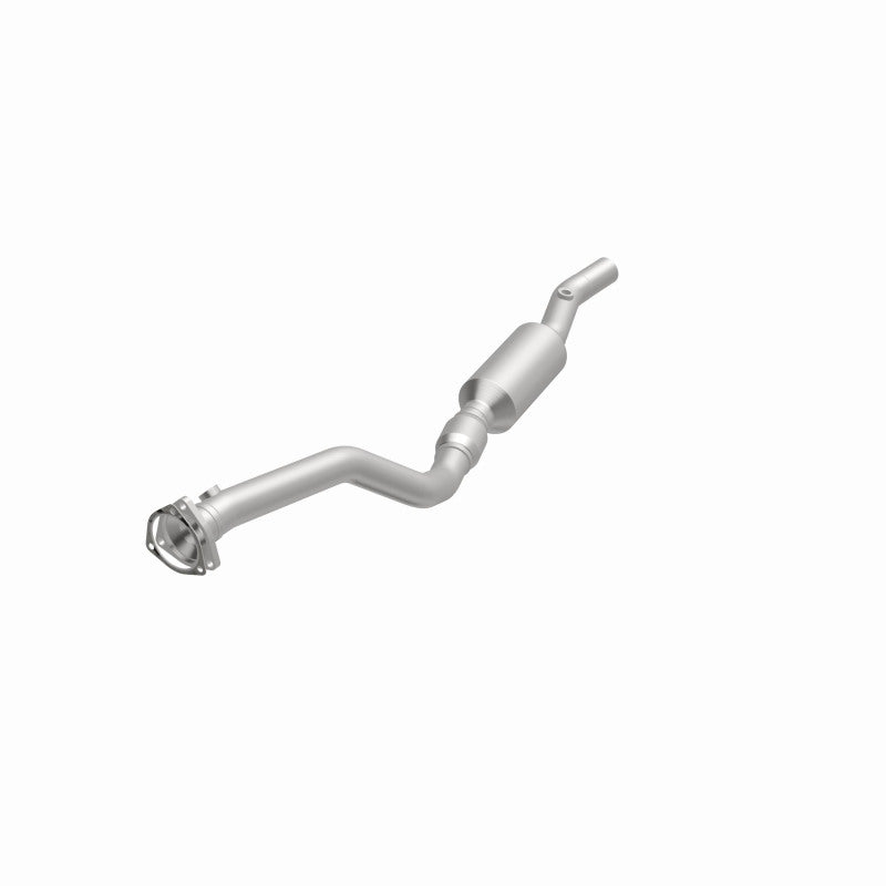 MagnaFlow 4481658 carb direct-fit catalytic converter, opposite front three-quarter view of the turntable spin