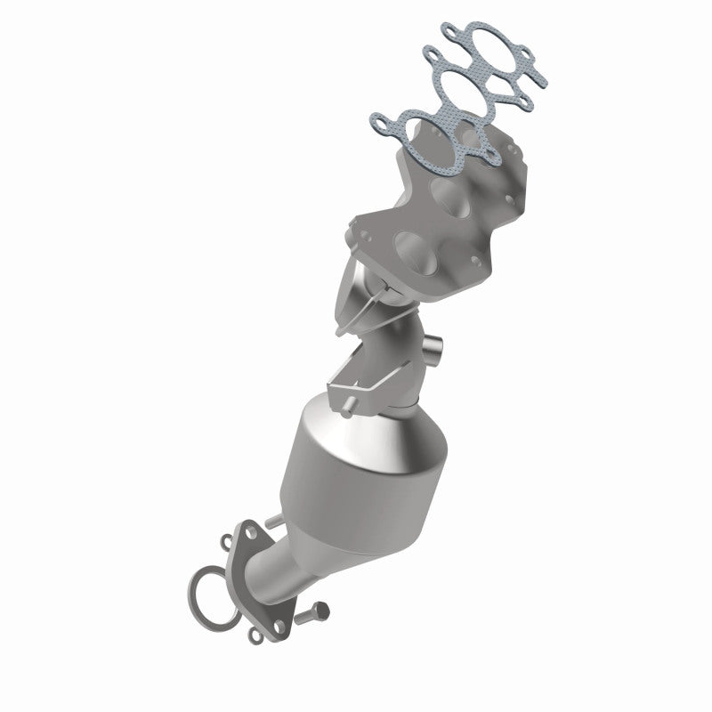 MagnaFlow 52018 oem grade manifold converter, opposite rear three-quarter view of the turntable spin