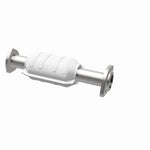 MagnaFlow 93208 hm grade direct-fit catalytic converter, opposite rear three-quarter view of the turntable spin