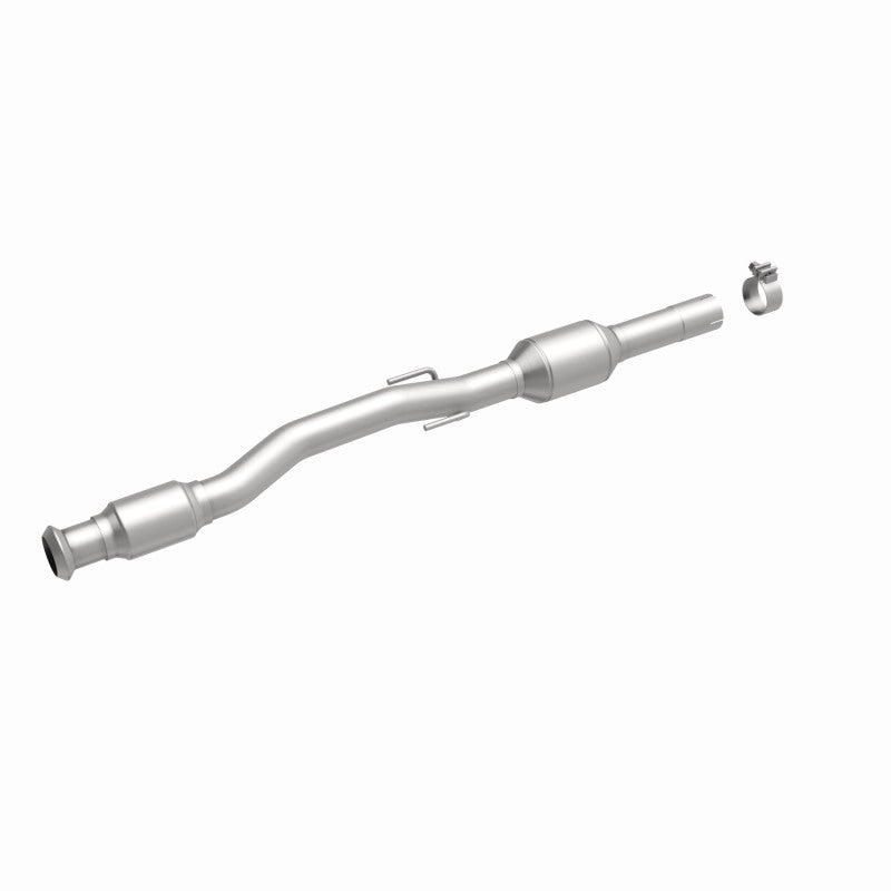 MagnaFlow 49846 oem grade direct-fit catalytic converter, front three-quarter view of the turntable spin