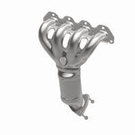 MagnaFlow 5531062 carb manifold converter, opposite front three-quarter view of the turntable spin