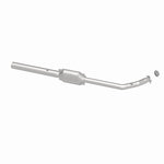 MagnaFlow 93613 hm grade direct-fit catalytic converter, opposite rear three-quarter view of the turntable spin