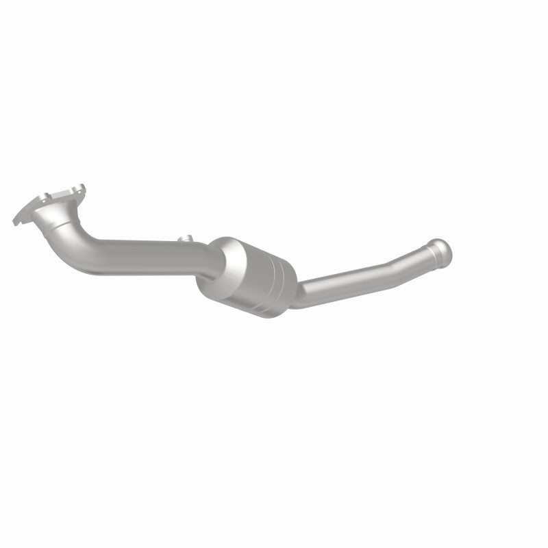 MagnaFlow 5551723 carb direct-fit catalytic converter, rear three-quarter view of the turntable spin