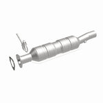 MagnaFlow 52228 oem grade direct-fit catalytic converter, front three-quarter view of the turntable spin