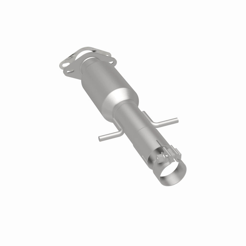 MagnaFlow 5571623 carb direct-fit catalytic converter, rear three-quarter view of the turntable spin