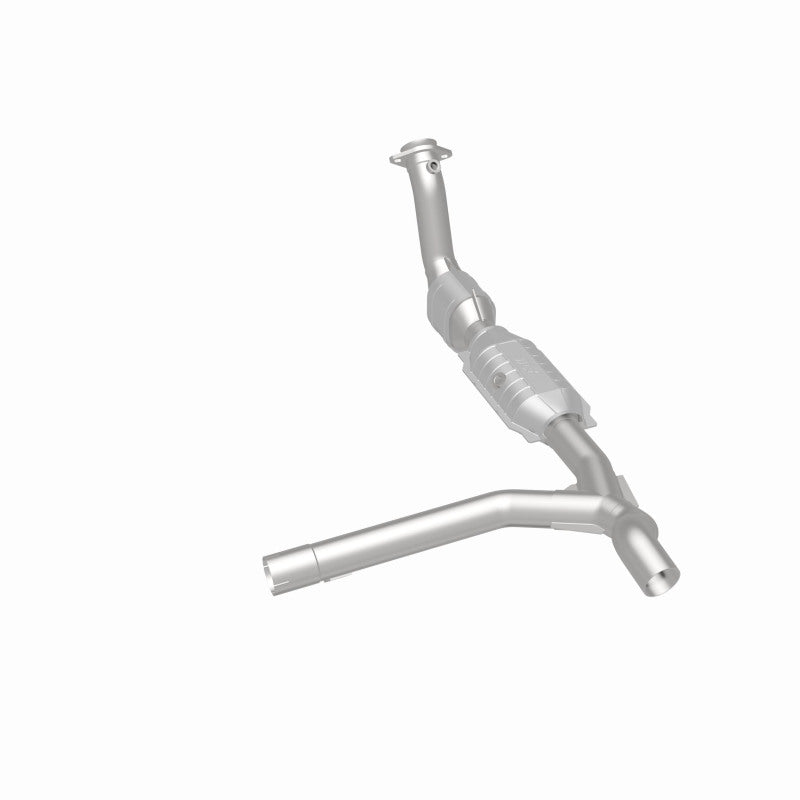 MagnaFlow 93626 hm grade direct-fit catalytic converter, rear three-quarter view of the turntable spin