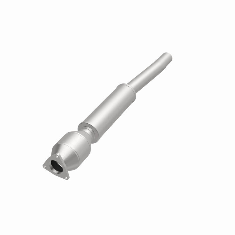 MagnaFlow 24980 hm grade direct-fit catalytic converter, opposite front three-quarter view of the turntable spin