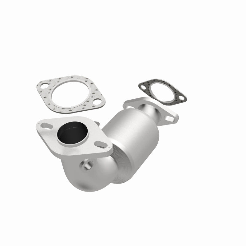 MagnaFlow 49457 oem grade direct-fit catalytic converter, opposite front three-quarter view of the turntable spin