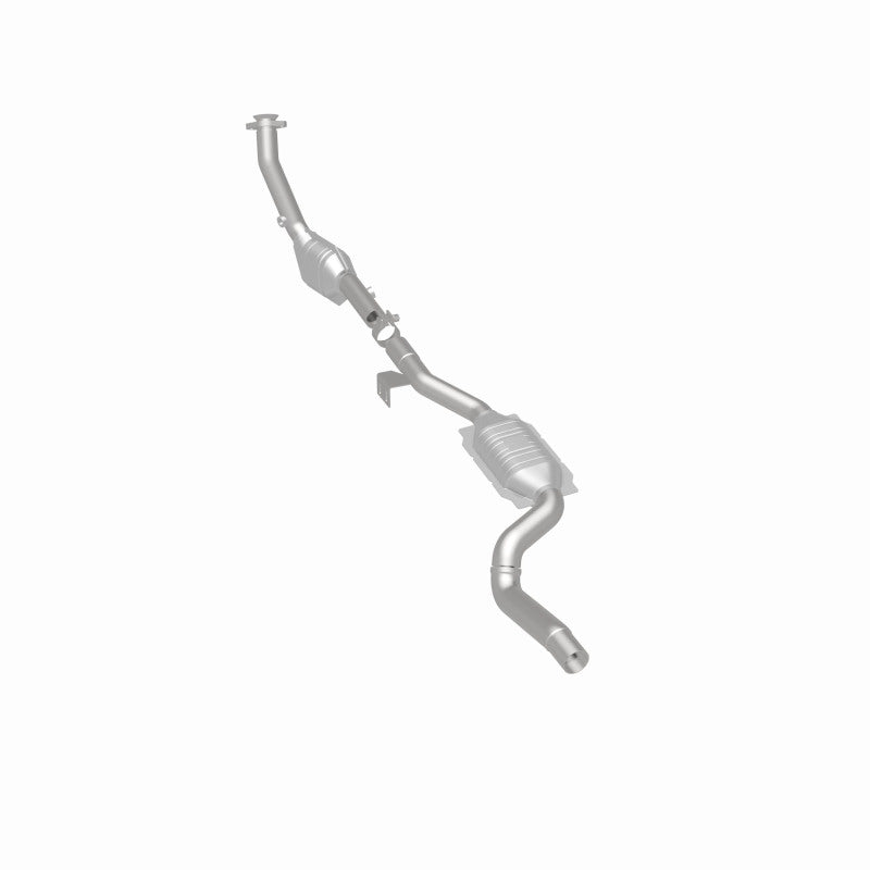 MagnaFlow 52115 oem grade direct-fit catalytic converter, rear three-quarter view of the turntable spin