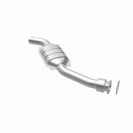 MagnaFlow 25207 hm grade direct-fit catalytic converter, opposite rear three-quarter view of the turntable spin