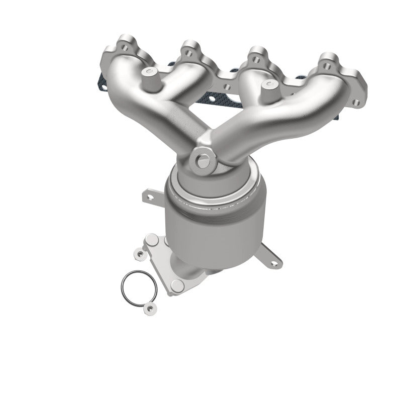 MagnaFlow 50602 hm grade manifold converter, opposite rear three-quarter view of the turntable spin