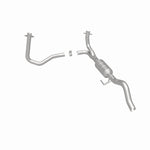 MagnaFlow 49473 oem grade direct-fit catalytic converter, rear three-quarter view of the turntable spin