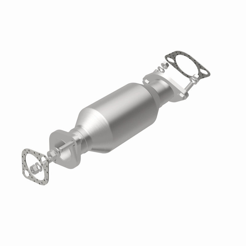 MagnaFlow 5561823 carb direct-fit catalytic converter, rear view of the turntable spin