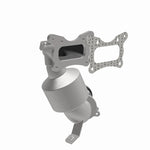 MagnaFlow 52032 oem grade manifold converter, opposite front three-quarter view of the turntable spin
