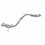 MagnaFlow 93660 hm grade direct-fit catalytic converter, opposite rear three-quarter view of the turntable spin