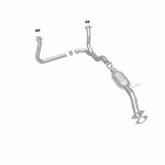 MagnaFlow 49573 oem grade direct-fit catalytic converter, rear three-quarter view of the turntable spin