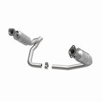 MagnaFlow 24397 hm grade direct-fit catalytic converter, opposite front three-quarter view of the turntable spin