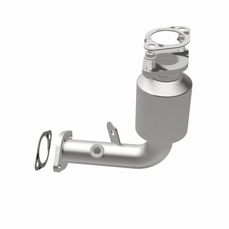 MagnaFlow 5571448 carb direct-fit catalytic converter, opposite rear three-quarter view of the turntable spin