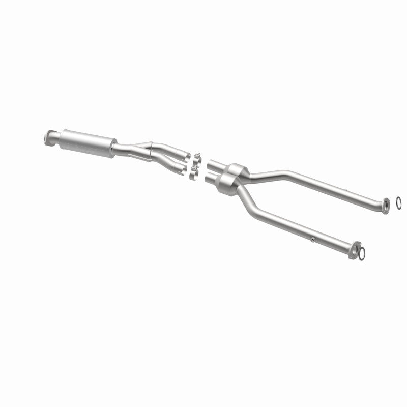 MagnaFlow 51508 oem grade direct-fit catalytic converter, opposite rear three-quarter view of the turntable spin